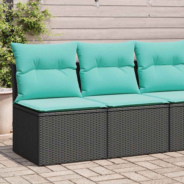 vidaXL 2-tlg. Garten-Sofagarnitur mit Kissen Schwarz Poly Rattan