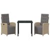 vidaXL Garten Essgruppe mit Kissen 3 pcs Beige Poly-Rattan