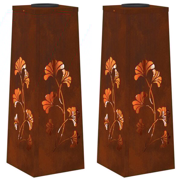 vidaXL Solar LED Weg Licht 2 pcs Rostig Wetterfeststahl