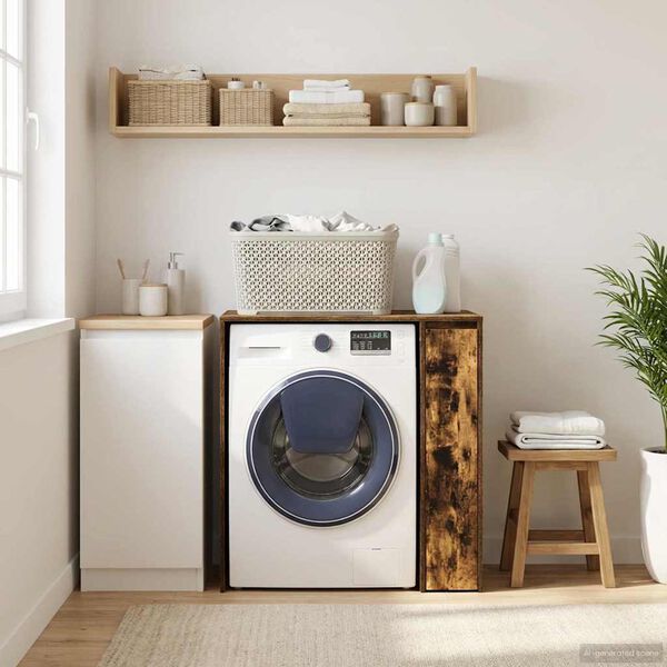 vidaXL Waschmaschinen-Schrank Ger&auml;ucherte Eiche 87 x 60 x 89 cm