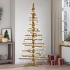 vidaXL Holz Weihnachtsbaum mit St&auml;nder Braun 210 cm Massivholz Kiefer