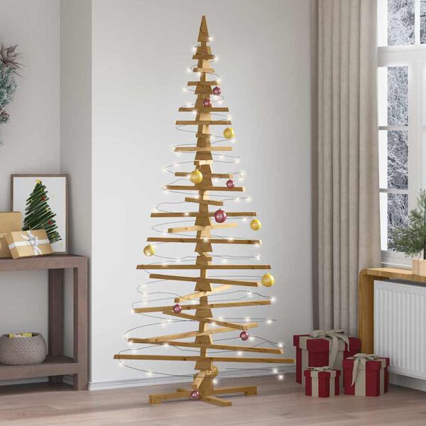 vidaXL Holz Weihnachtsbaum mit St&auml;nder Braun 210 cm Massivholz Kiefer