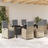 vidaXL Garten Essgruppe mit Kissen 7 pcs Beige Poly-Rattan