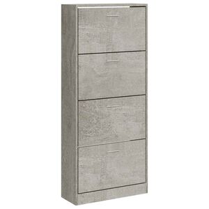 vidaXL Schuhschrank Betongrau 63x24x147 cm Holzwerkstoff
