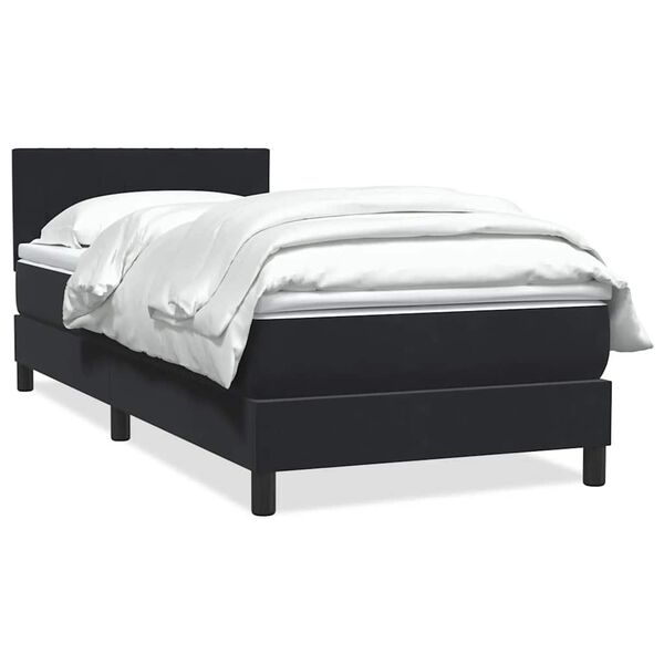 vidaXL Boxspringbett mit Matratze Schwarz 100x210 cm Samt