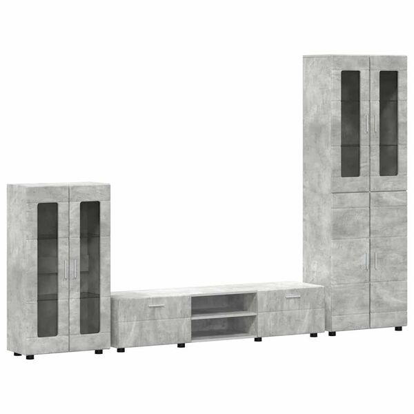 vidaXL TV-Schrankset mit Schubladen FLORIN Beton Grau Holzwerkstoff
