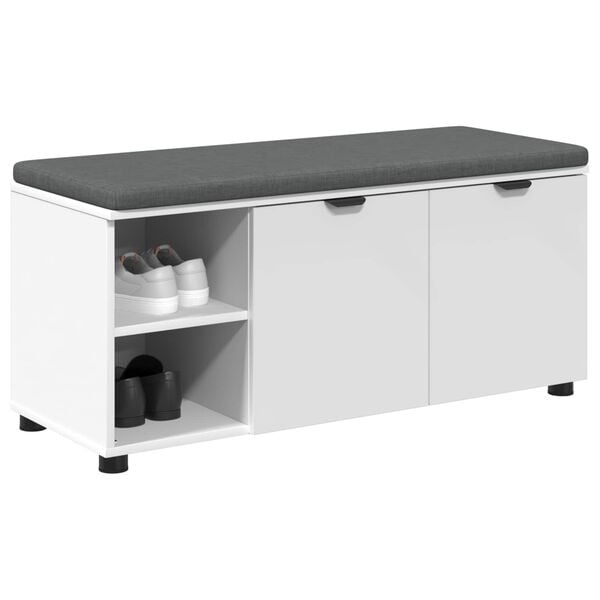 vidaXL Flurbank mit Kissen Uni Wei&szlig; 100 x 38 x 46 cm