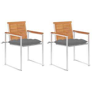 vidaXL Gartenst&uuml;hle mit Kissen 2 Stk. Massivholz Akazie und Stahl