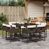 vidaXL 9-tlg. Garten-Essgruppe mit Kissen Braun Poly Rattan