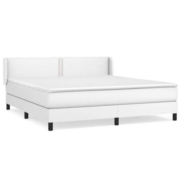 vidaXL Boxspringbett mit Matratze Wei&szlig; 180x200 cm Kunstleder
