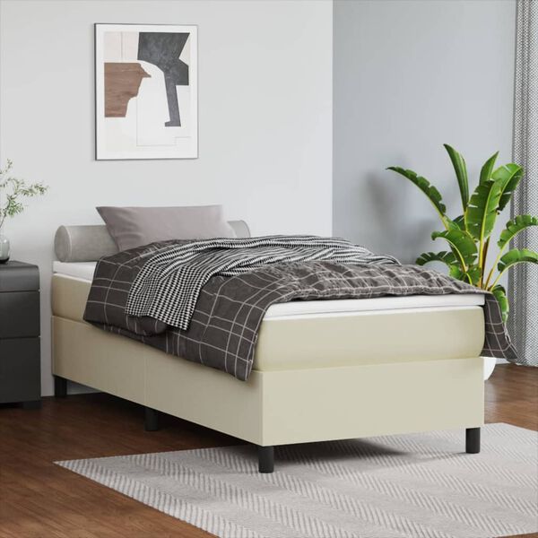 vidaXL Boxspringbettgestell Creme 90x190 cm Kunstleder