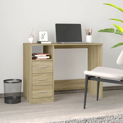 vidaXL Schreibtisch mit Schubladen Sonoma-Eiche 102x50x76 cm