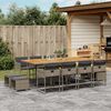 vidaXL 13-tlg. Garten-Essgruppe mit Kissen Grau Poly Rattan