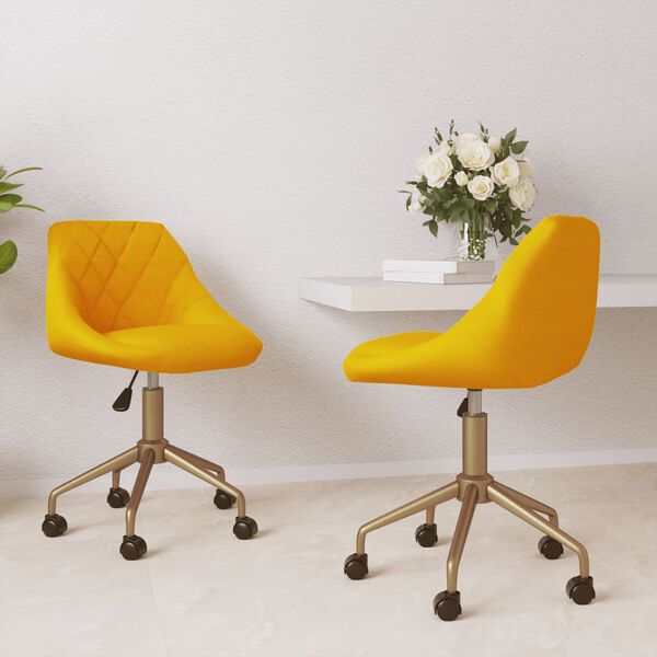 vidaXL Esszimmerst&uuml;hle 2 Stk. Drehbar Senfgelb Samt