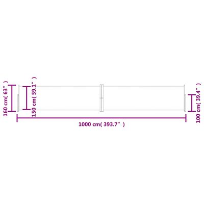 vidaXL Seitenmarkise Ausziehbar Creme 160x1000 cm