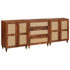 vidaXL Sideboard Set 3 pcs Braun 180 x 33 x 75 cm Massivholz Mango