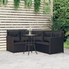 vidaXL 2-tlg. Sofagarnitur in L-Form mit Kissen Schwarz Poly Rattan