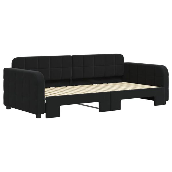 vidaXL Tagesbett Ausziehbar Schwarz 90x190 cm Samt
