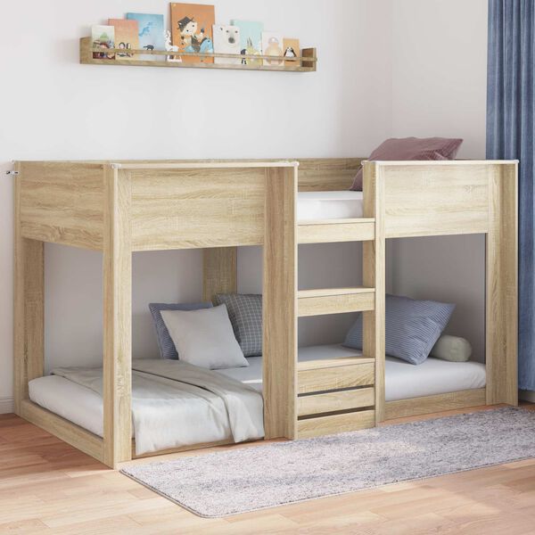 vidaXL Bodenbettrahmen Sonoma 75 x 190 cm Holzwerkstoff