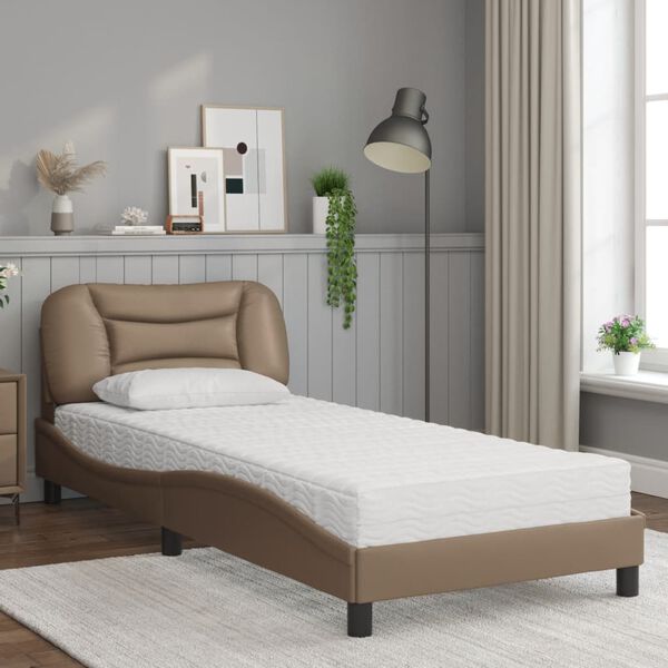 vidaXL Bett mit Matratze "Hvar" Cappuccino-Braun 90x190 cm Kunstleder