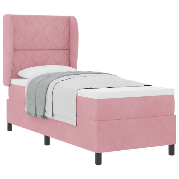 vidaXL Boxspringbett mit Matratze Rosa 200 x 80 cm Polyester