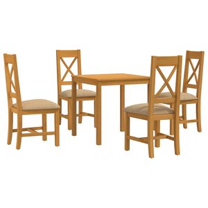 vidaXL Essgruppe 5 stk. Beige Massivholz Eiche