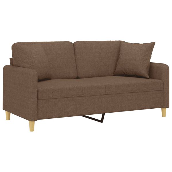vidaXL 2-Sitzer-Sofa mit Zierkissen Braun 140 cm Stoff