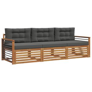 vidaXL Outdoor-Sofagarnitur 3 stk. Natur und Anthrazit