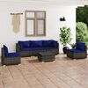 vidaXL 6-tlg. Garten-Lounge-Set mit Kissen Poly Rattan Grau