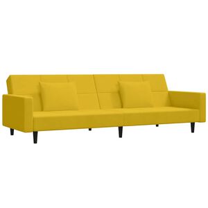 vidaXL Schlafsofa 2-Sitzer mit 2 Kissen Gelb Samt
