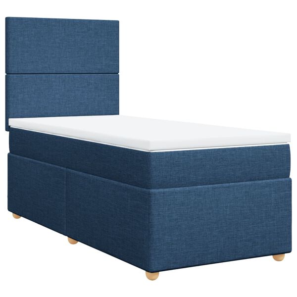 vidaXL Boxspringbett mit Matratze Blau 100x200 cm Stoff