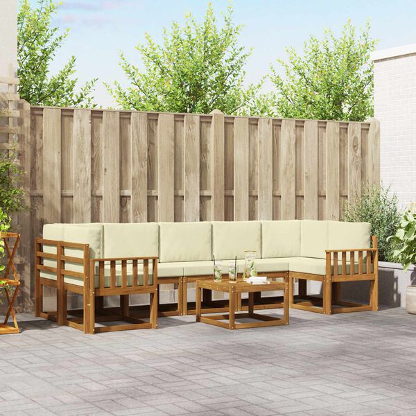 vidaXL Outdoor-Sofagarnitur mit Kissen 8 pcs Natur und Creme