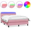 vidaXL Boxspringbett mit Matratze & LED Rosa 160x210 cm Samt