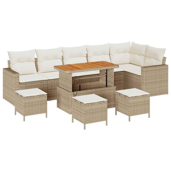 vidaXL Gartensofa-set 10 pcs Beige Poly-Rattan
