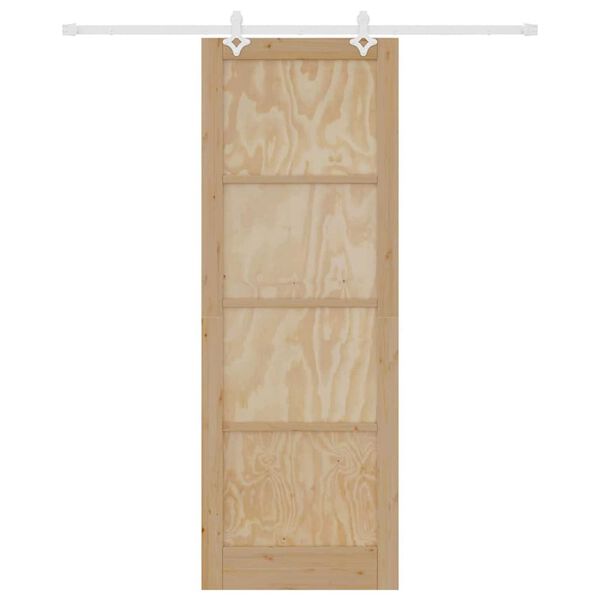 vidaXL Schiebet&uuml;r Braun 83 x 232 cm Massives Kiefernholz