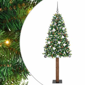 vidaXL Schlanker Weihnachtsbaum mit 300 LEDs mit St&auml;nder Gr&uuml;n 210 cm
