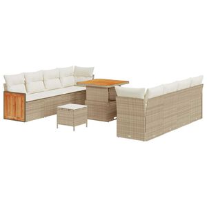 vidaXL Gartensofa-set mit Kissen 12 pcs Beige und Creme Poly-Rattan