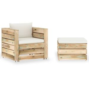 vidaXL 2-tlg. Garten-Lounge-Set mit Kissen Gr&uuml;n Impr&auml;gniertes Holz