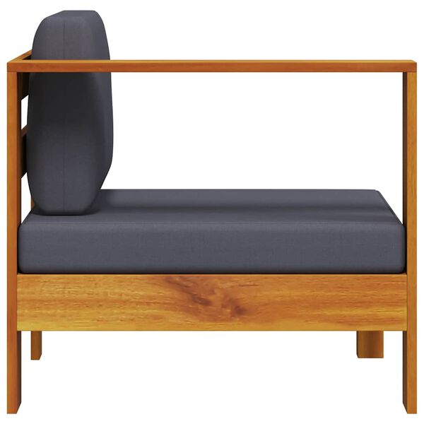 vidaXL Mittelsofa mit 1 Armlehne Dunkelgrau Massivholz Akazie