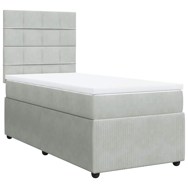 vidaXL Boxspringbett mit Matratze Hellgrau 80x200 cm Samt