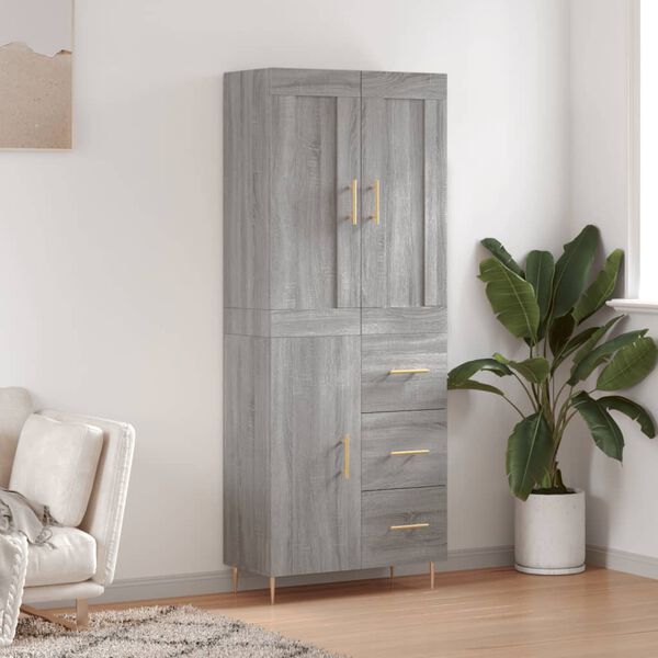 vidaXL Highboard Grau Sonoma 69,5x34x180 cm Holzwerkstoff