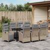 vidaXL Garten Essgruppe mit Kissen 9 pcs Beige Poly-Rattan