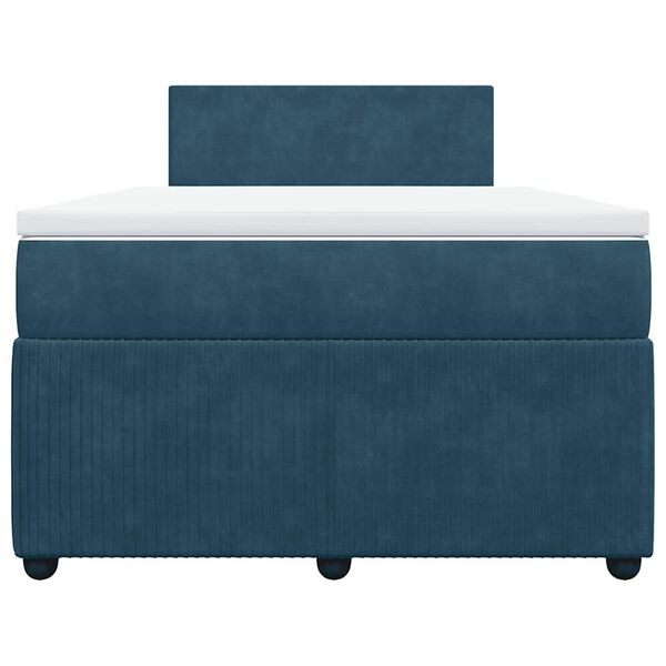 vidaXL Boxspringbett mit Matratze Blau 120x190 cm Samt