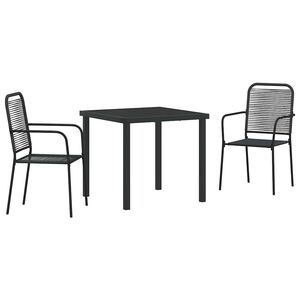 vidaXL Garten Essgruppe 3 stk. Schwarz Pulverbeschichteter Stahl