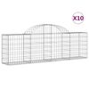 vidaXL Gabionen mit Hochbogen 10 Stk. 200x30x60/80 cm Verzinktes Eisen