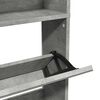 vidaXL Schuhschrank mit Spiegel 4 F&auml;cher Betongrau 63x17x134 cm