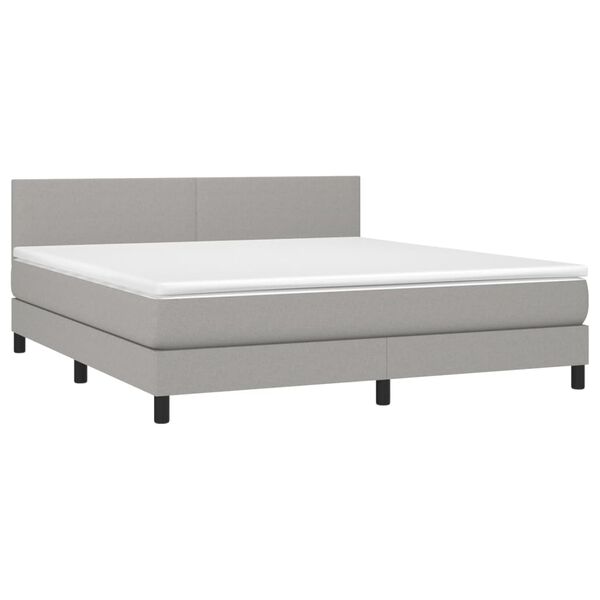 vidaXL Boxspringbett mit Matratze Hellgrau 180x200 cm Stoff