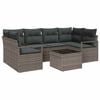 vidaXL Garten-Sofa-Set 7 pcs Grau Poly-Rattan und Stahl und Glas