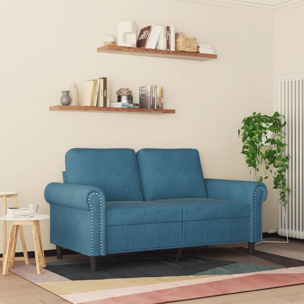 vidaXL 2-Sitzer-Sofa Blau 120 cm Samt