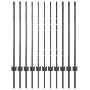 vidaXL Eingebetteter Zaunpfosten 11 pcs Grau 140 cm